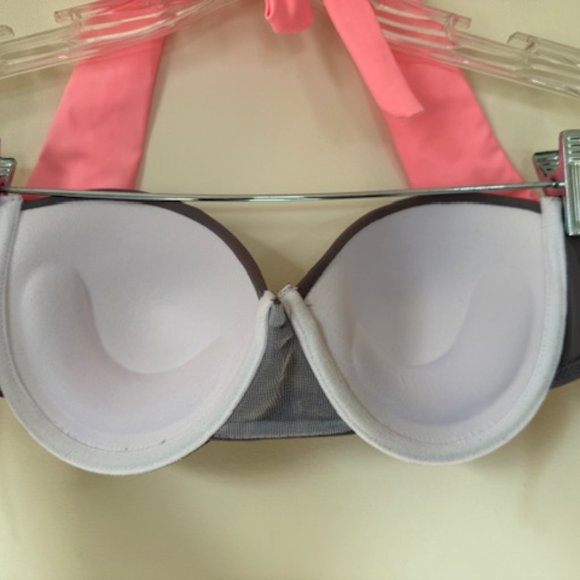 Pink and Gray Two-Piece Woman's Swimsuit Pin Up Style - Picture 6 of 10